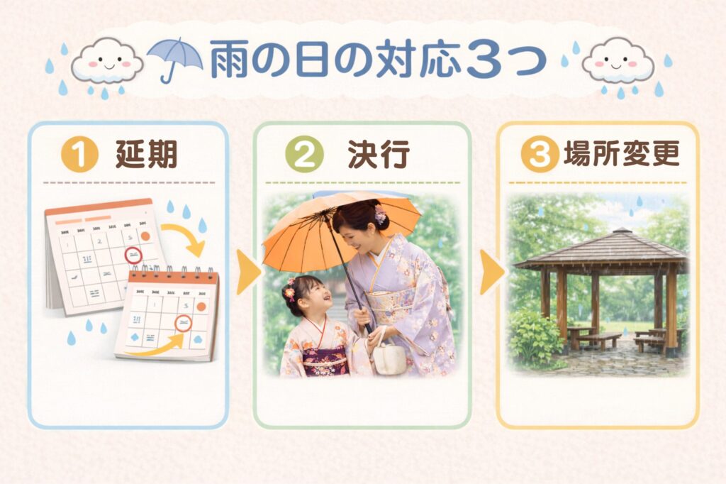 出張撮影　雨の日　3パターン